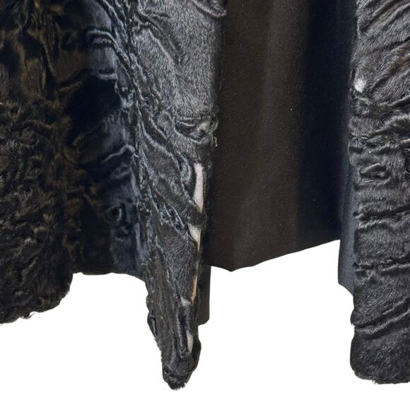 Vintage Made in Greece Size 10 Karakul Lamb Real Fur Black Coat Ovis Aries - Picture 7 of 13
